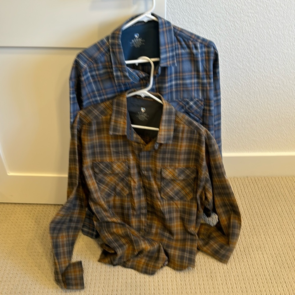 Set of two Kuhl brand, long sleeves light flannel shirts. In great condition!